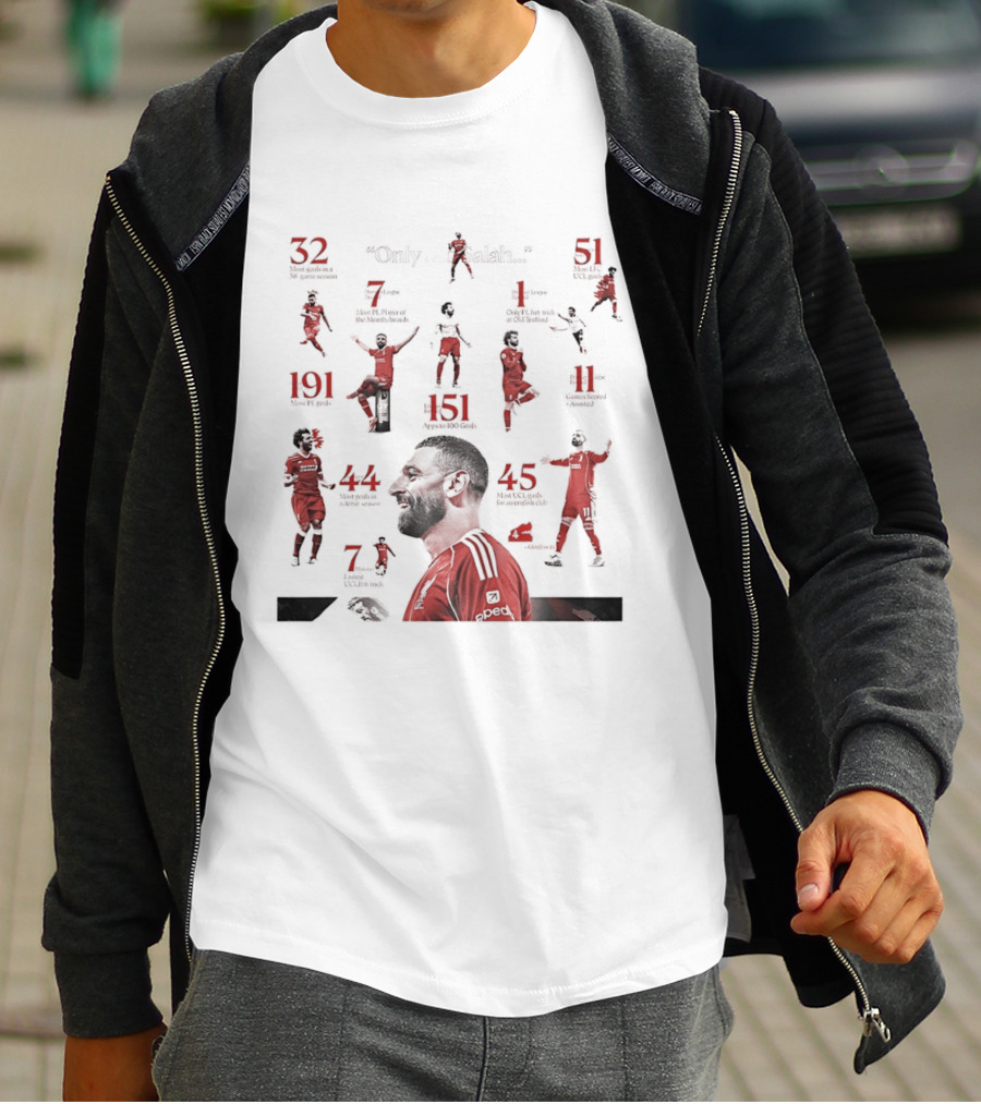 Mohamed Salah Liverpool FC Only IV League Goals Astonishing Records T-Shirt