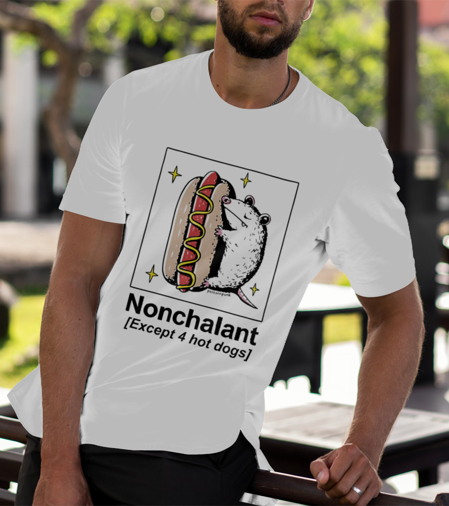 Mouse Hugging Hot Dog Nonchalant Except 4 Hot Dogs T-Shirt