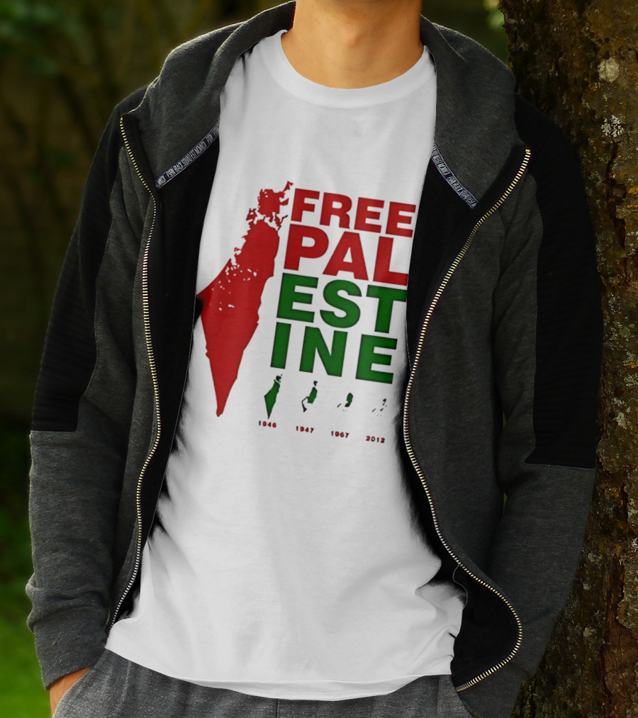 Free Palestine 1946 1947 1967 2012 Map T-Shirt