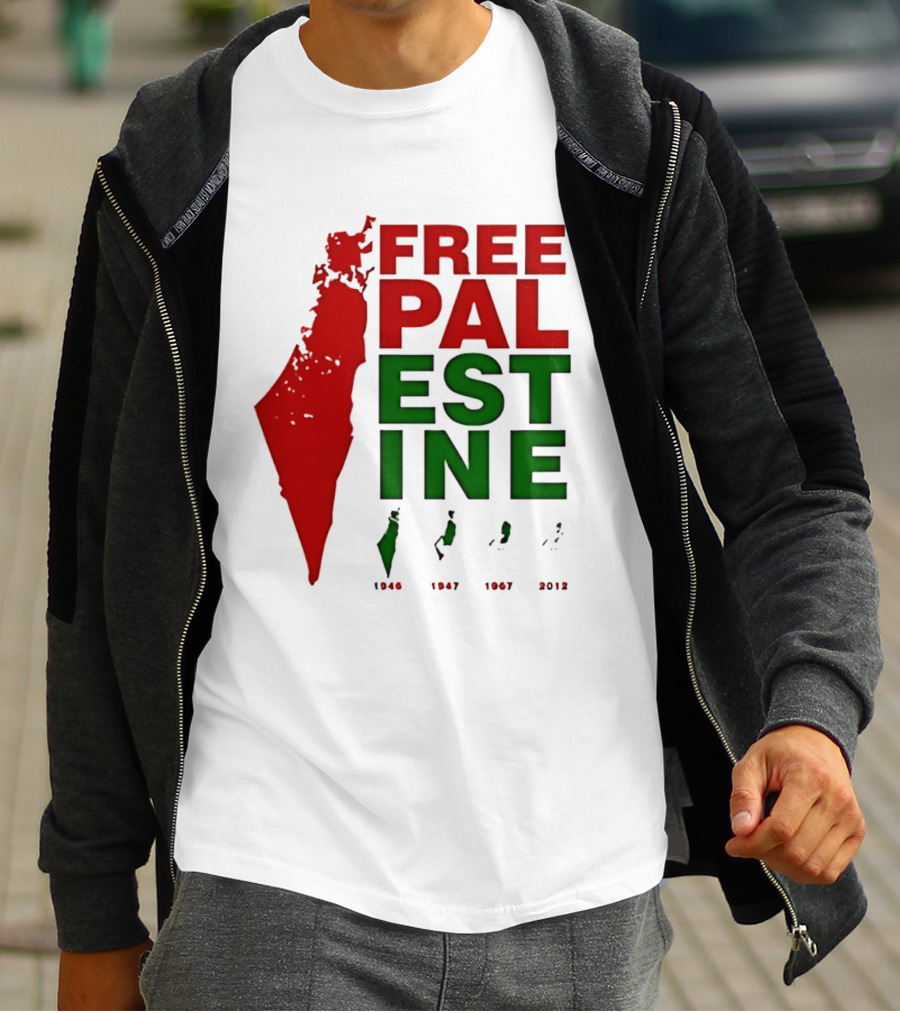 Free Palestine 1946 1947 1967 2012 Map T-Shirt
