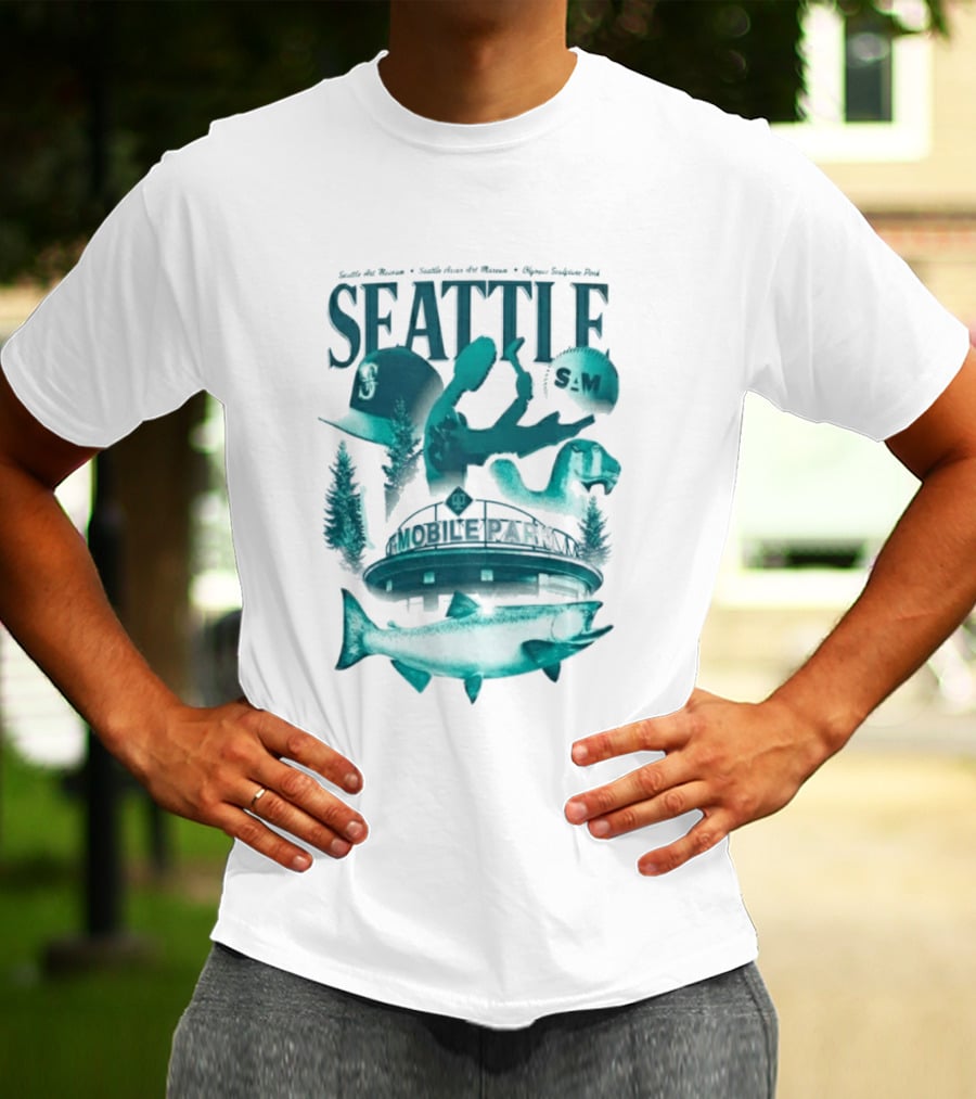 Seattle Mariners SAM Museum Olympic Sculpture Park Salmon T-Shirt