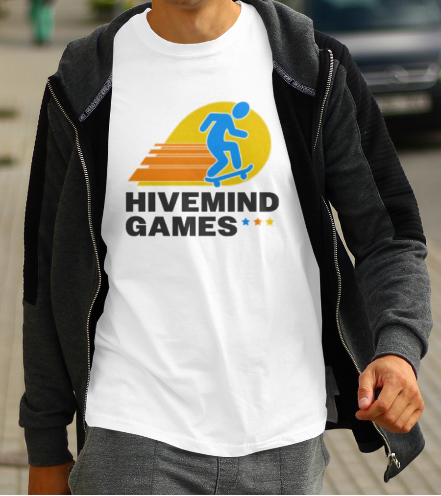 Hivemind Games Skateboarding Dynamic Motion With Shooting Stars T-Shirt