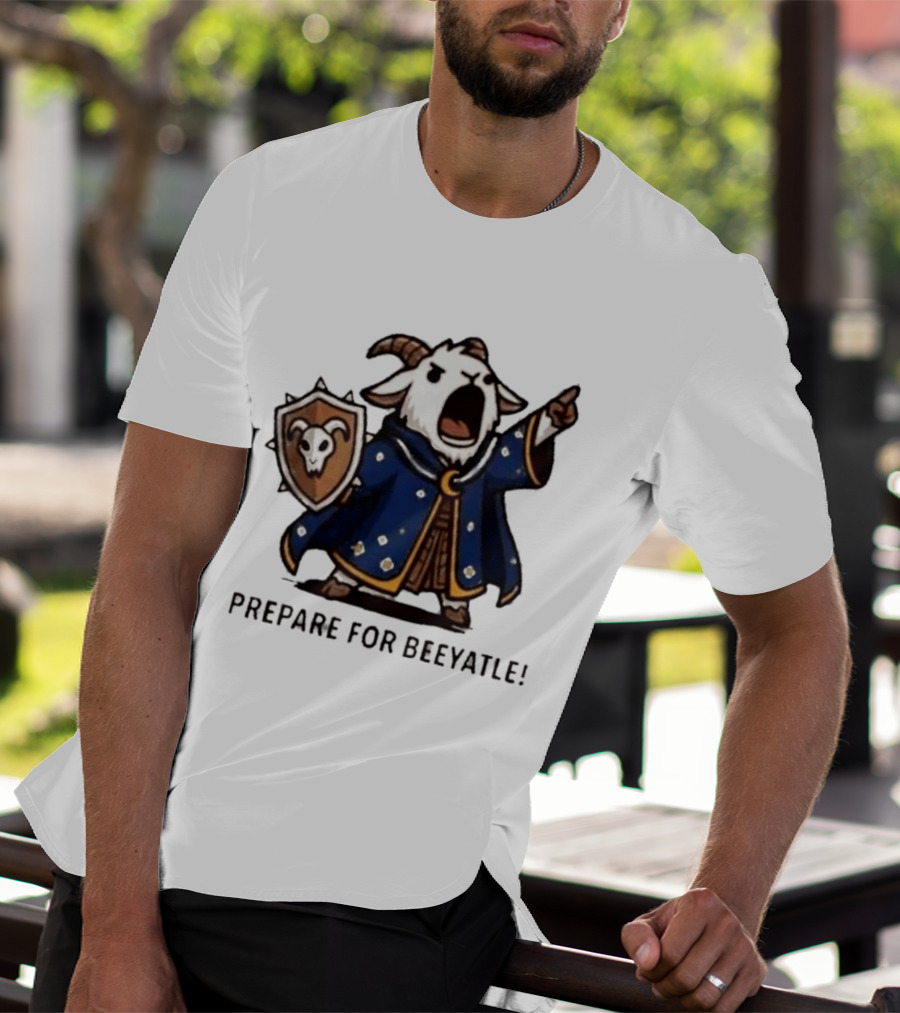Wizard Goat Prepare For Beeyatle Fantasy Battle Mage Cloak Shield T-Shirt