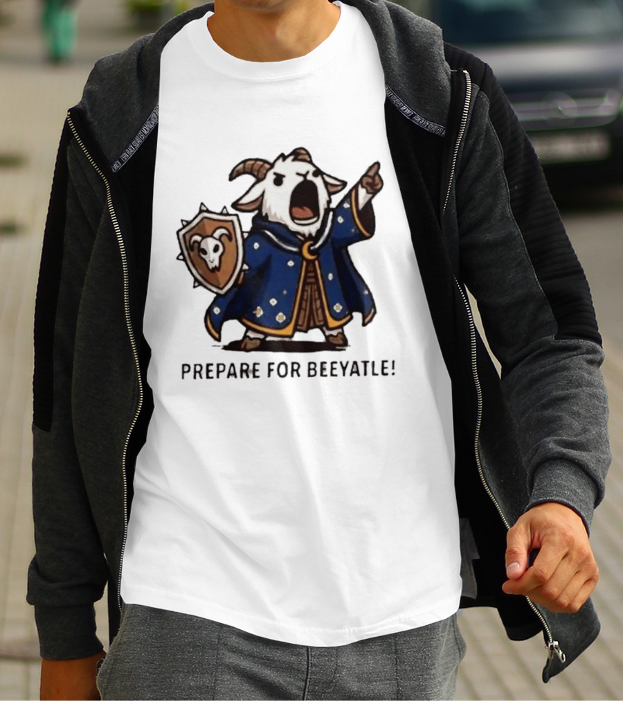 Wizard Goat Prepare For Beeyatle Fantasy Battle Mage Cloak Shield T-Shirt