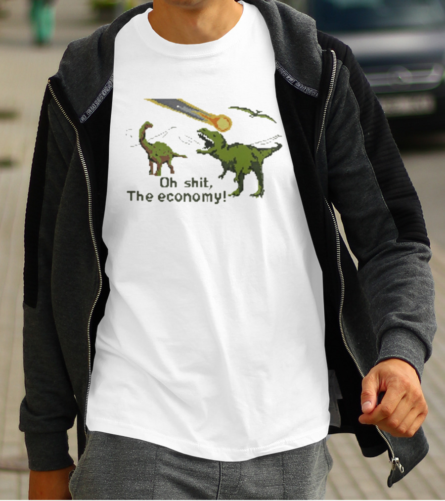 Oh Shit The Economy Dinosaur Meteor Funny Meme T-Shirt