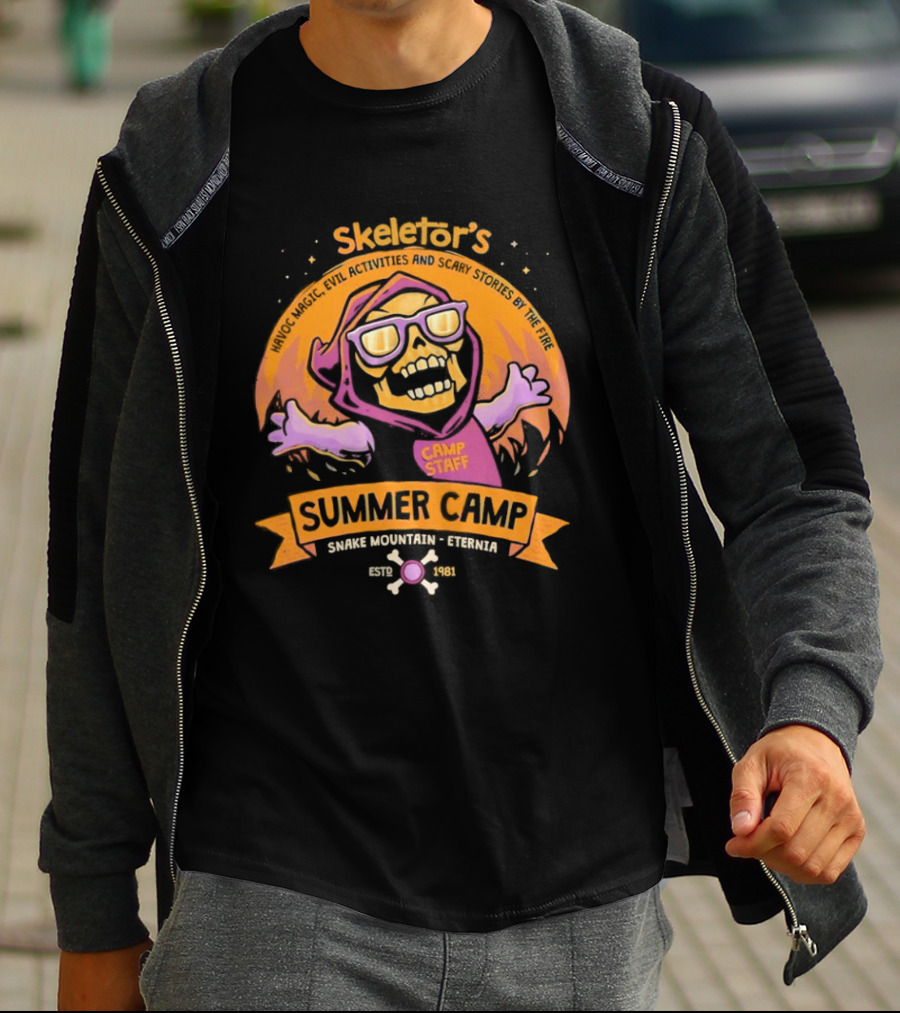Skeletor's Summer Camp Havoc Magic Evil Activities Scary Stories Snake Mountain Eternia Estd 1981 T-Shirt