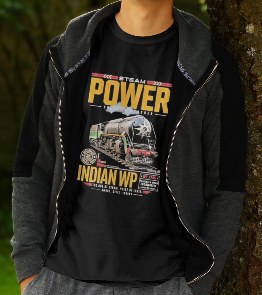 Steam Power Built To Conquer Indian WP Locomotive Pride Of India Heritage 1947 1997 T-Shirt