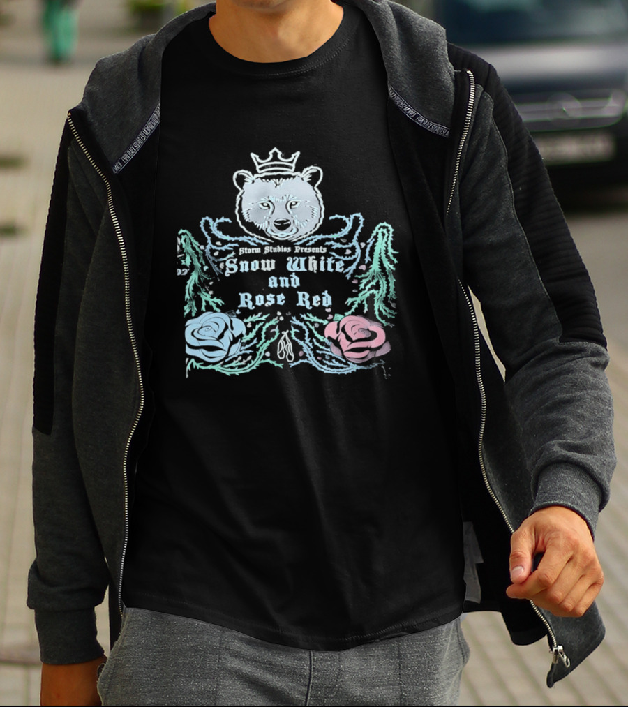 Storm Studios Presents Snow White And Rose Red Bear Crown Roses T-Shirt