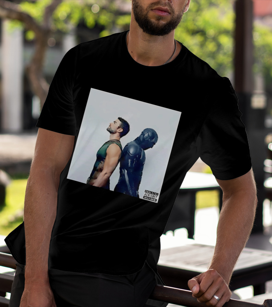 The Deep And Black Noir The Boys Parental Advisory Iconic Character Duo T-Shirt
