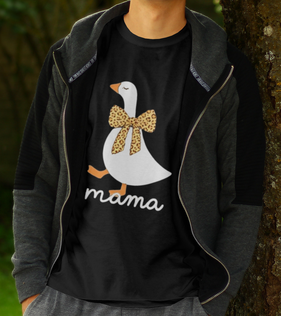 Leopard Bow Goose Mama Cute Animal Print T-Shirt