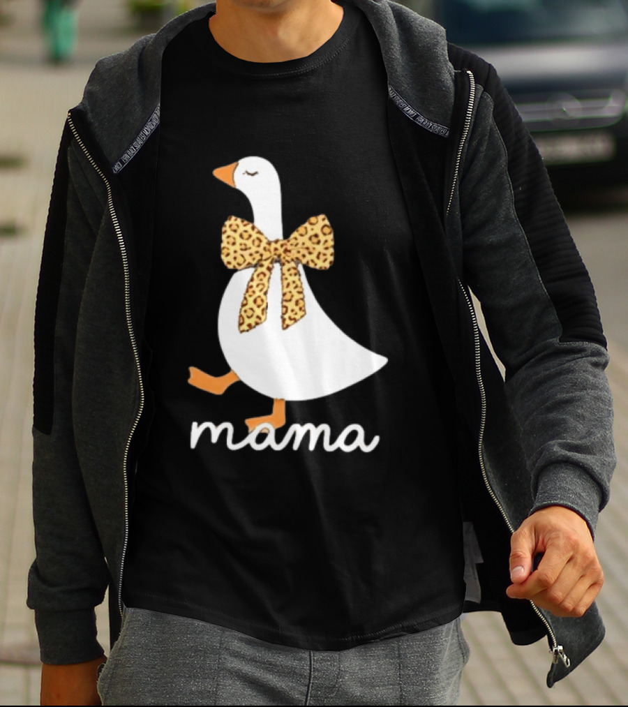 Leopard Bow Goose Mama Cute Animal Print T-Shirt