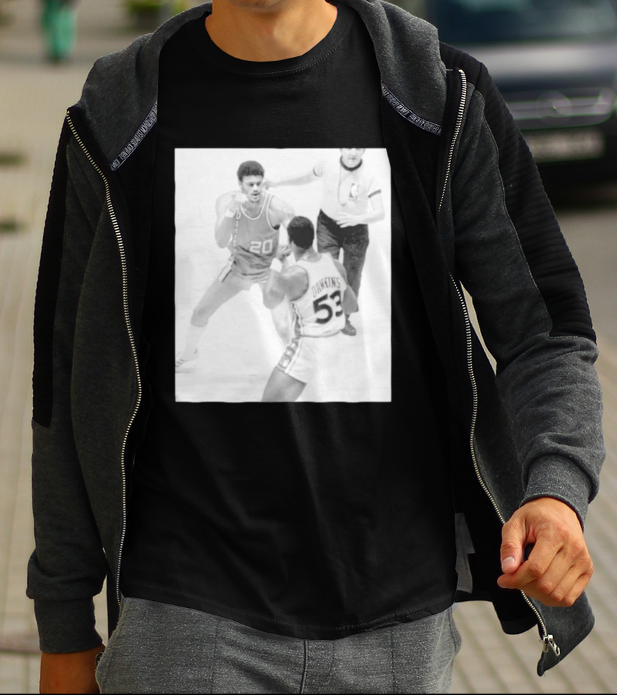NBA Vintage Showdown Maurice Lucas Vs Darryl Dawkins Black White 20 53 T-Shirt