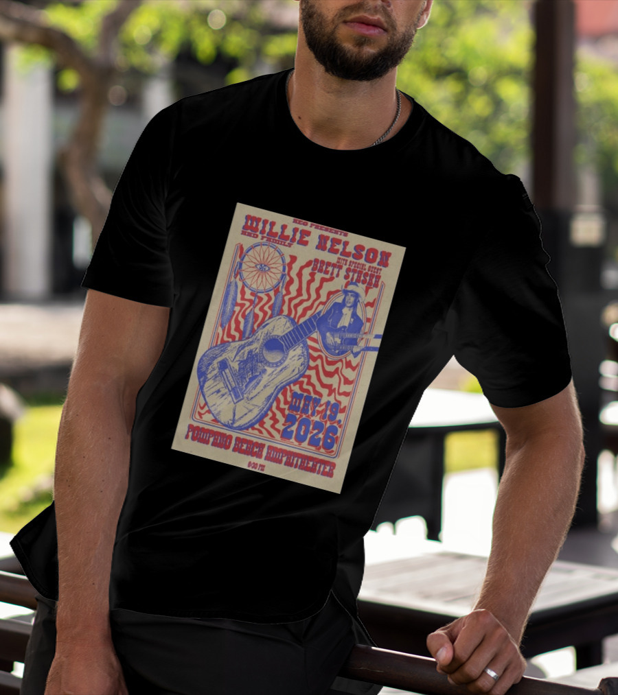 Willie Nelson Brett Stiesch Pompano Beach Amphitheater May 19 2026 T-Shirt