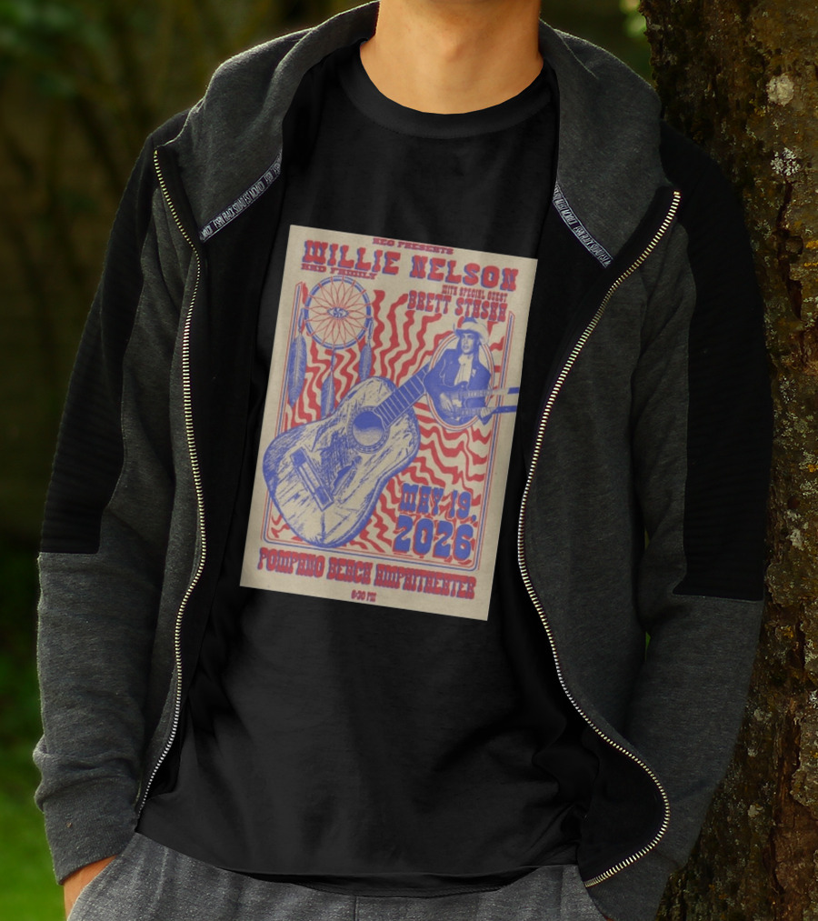 Willie Nelson Brett Stiesch Pompano Beach Amphitheater May 19 2026 T-Shirt