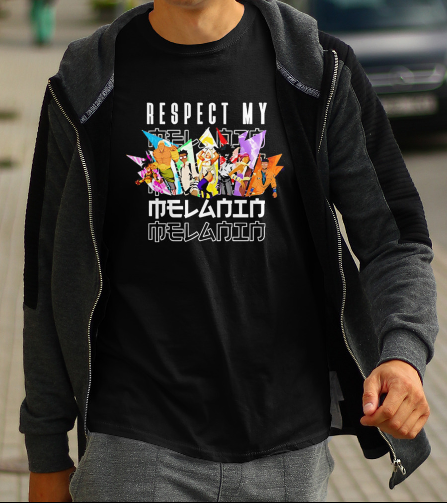 Respect My Melanin Anime Diverse Characters Ensemble T-Shirt