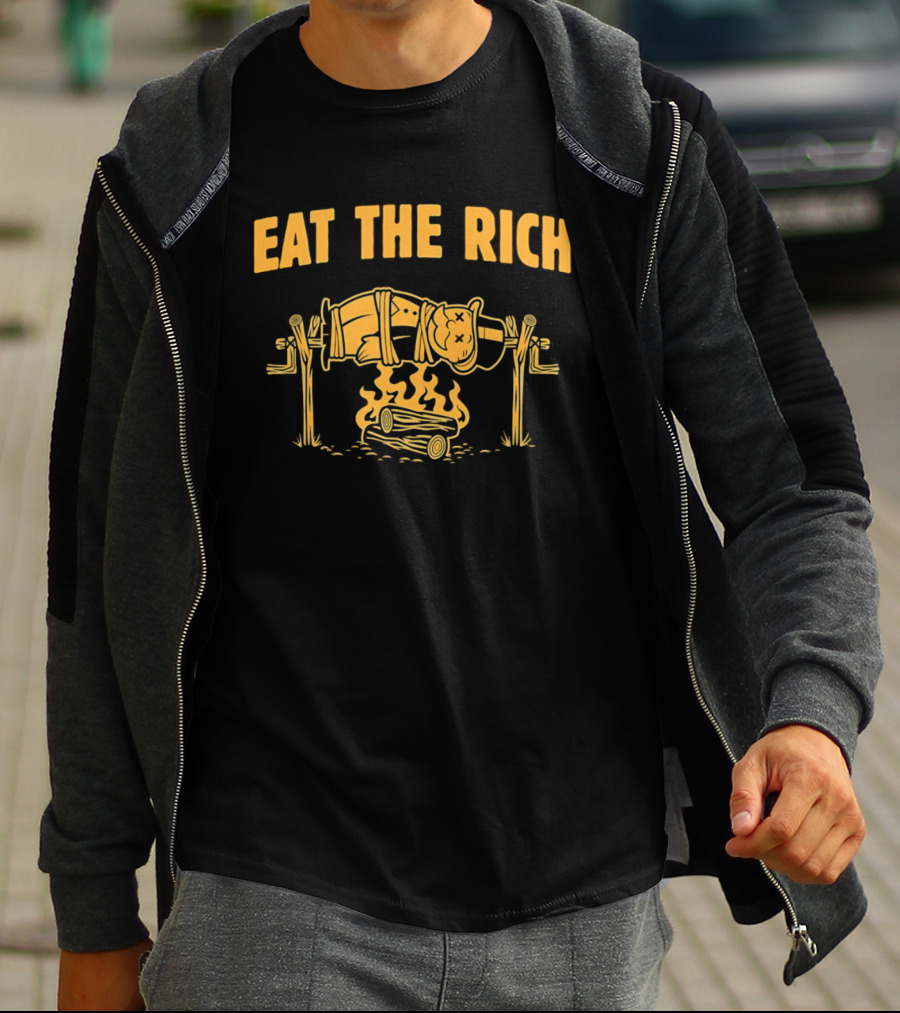 Rich Uncle Pennybags Eat The Rich Spit Roasted Humor Monopoly Man T-Shirt