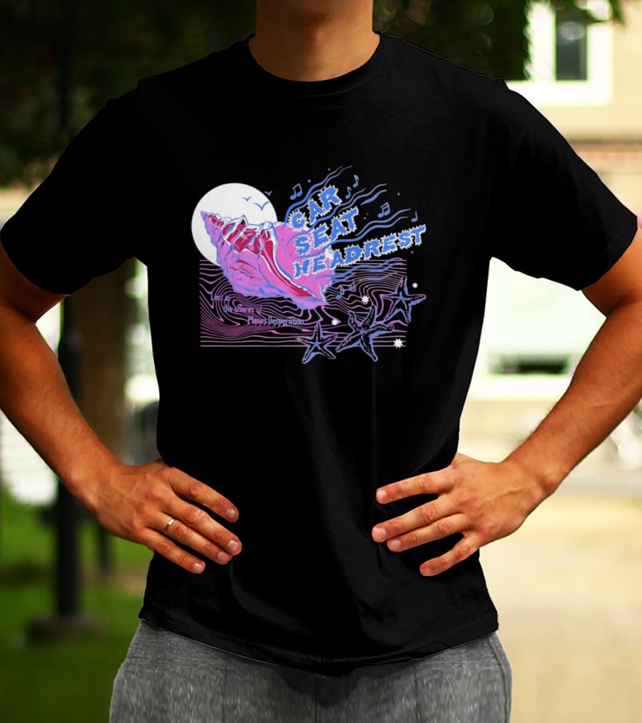 Seashell Car Seat Headrest Lost On The Shores Of Planet Desperation 2026 Moon And Stars Ocean Vibes T-Shirt