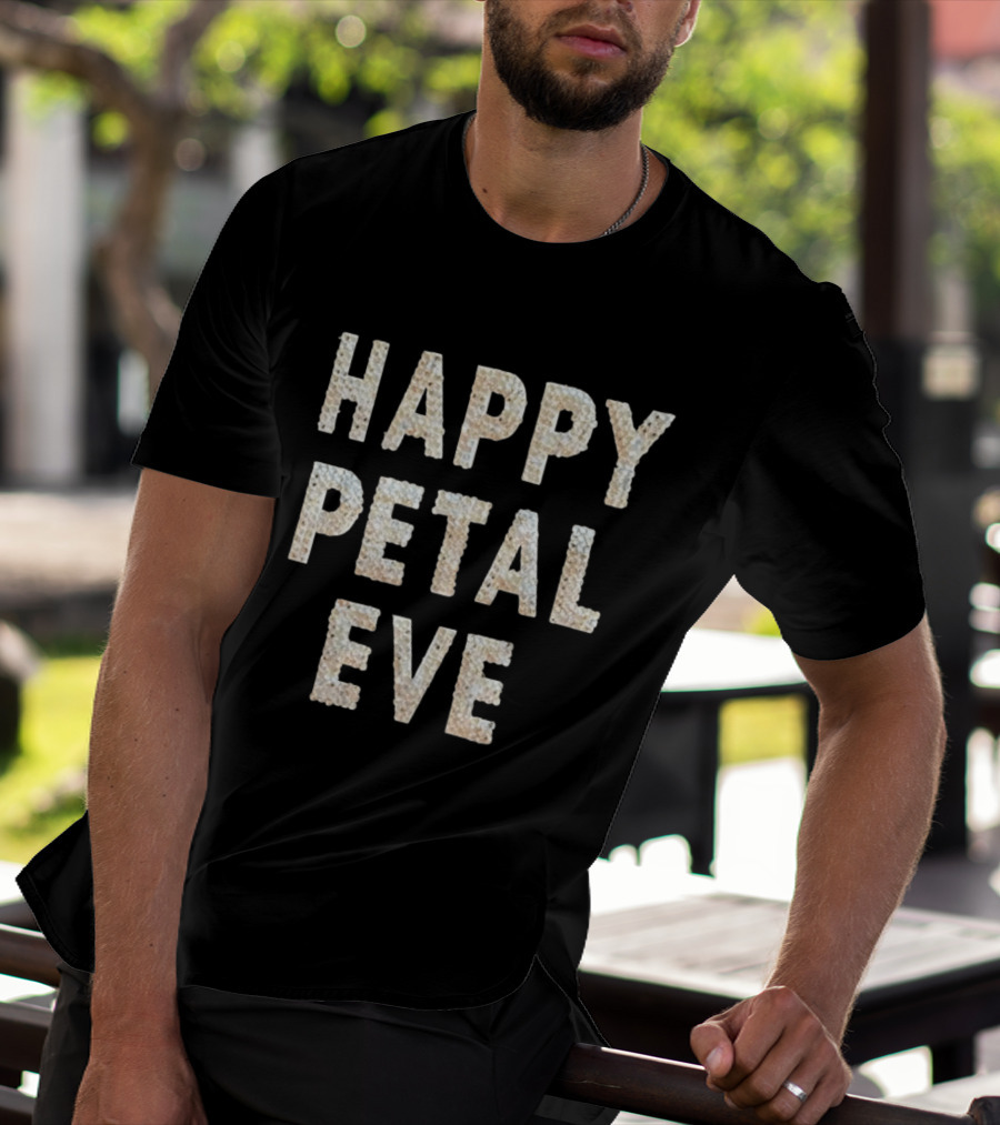 HAPPY PETAL EVE Rhinestone Lettering T-Shirt