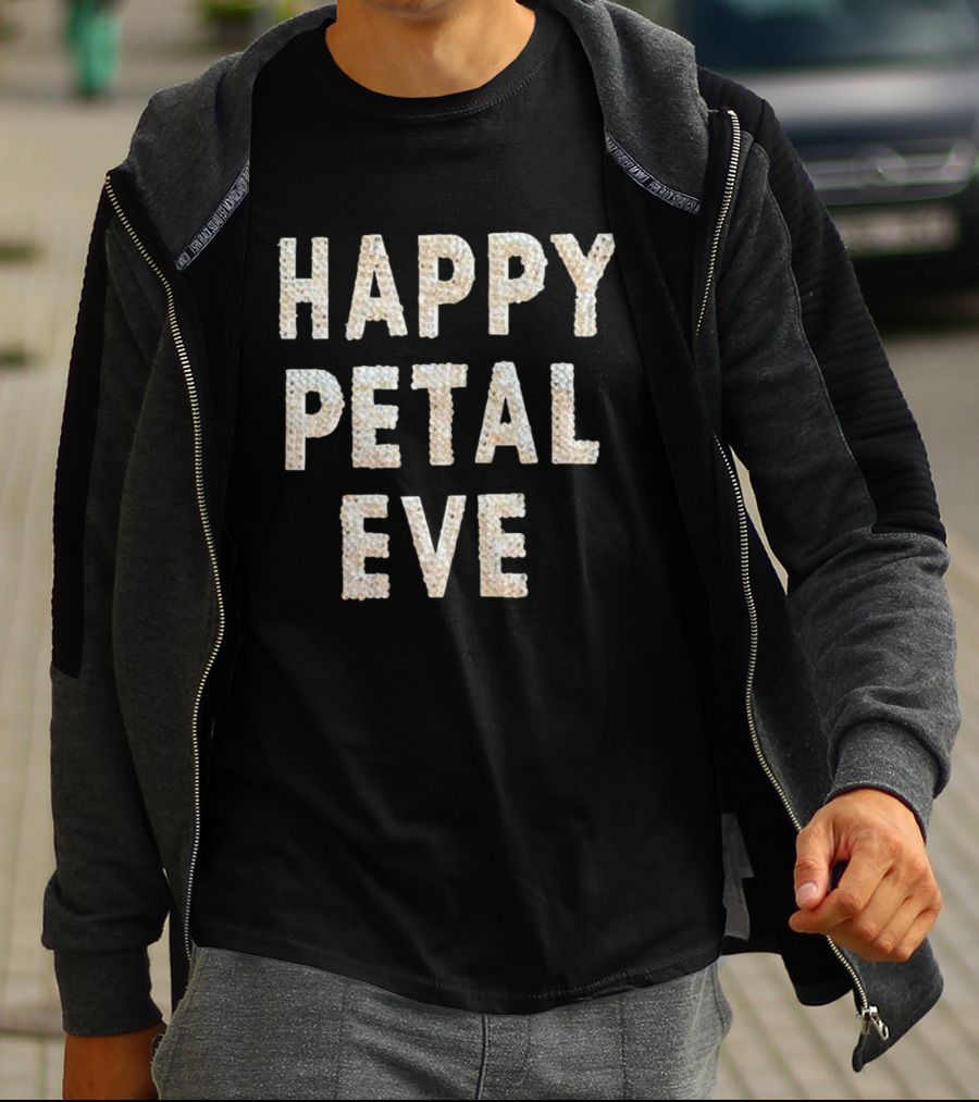 HAPPY PETAL EVE Rhinestone Lettering T-Shirt