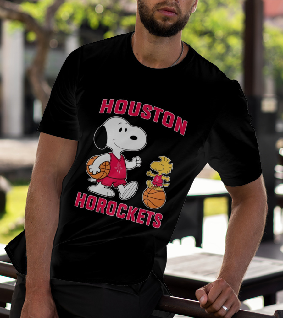 Snoopy Woodstock Houston Rockets Basketball Team T-Shirt