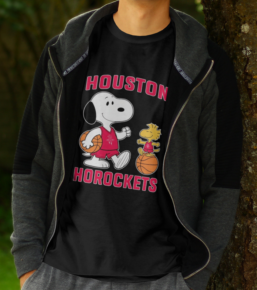 Snoopy Woodstock Houston Rockets Basketball Team T-Shirt
