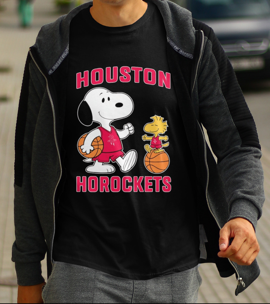 Snoopy Woodstock Houston Rockets Basketball Team T-Shirt