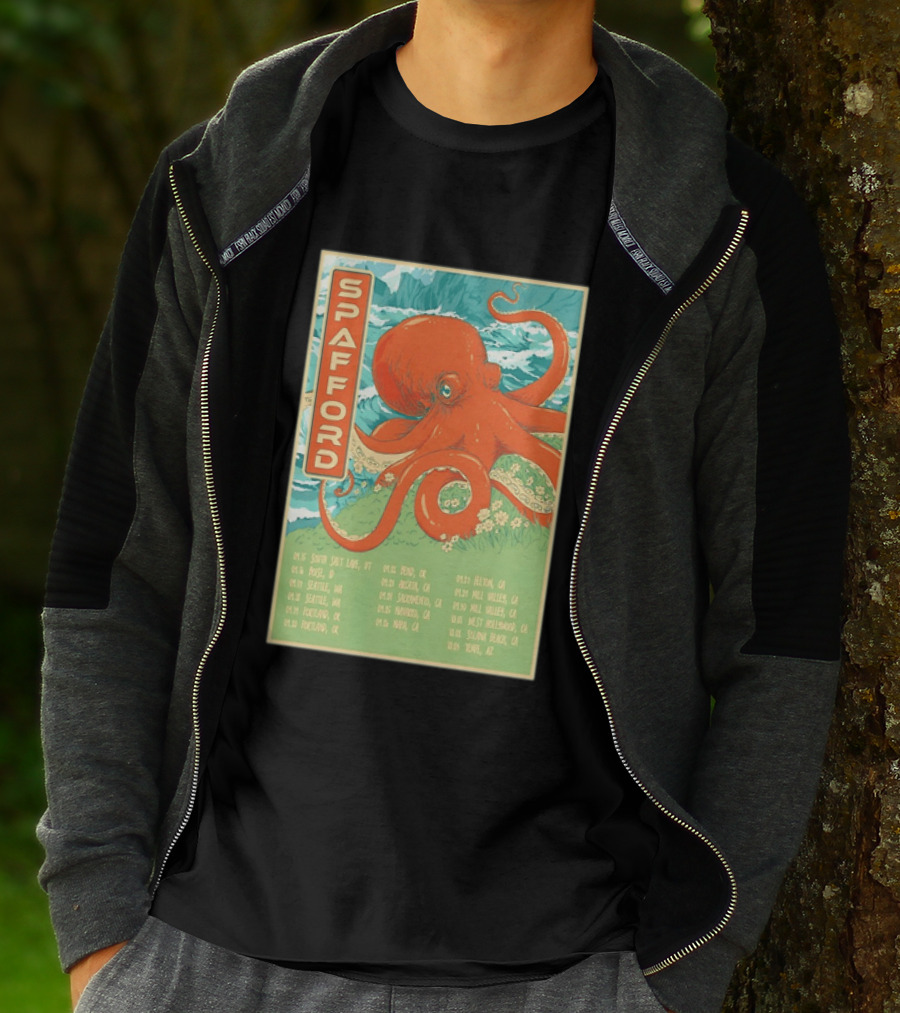 Spafford Fall Tour 2026 Octopus Illustration With Cities And Dates T-Shirt