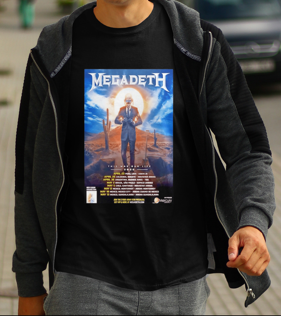 Megadeth 2026 This Was Our Life Tour Mexico Peru Colombia Argentina Chile Dates T-Shirt