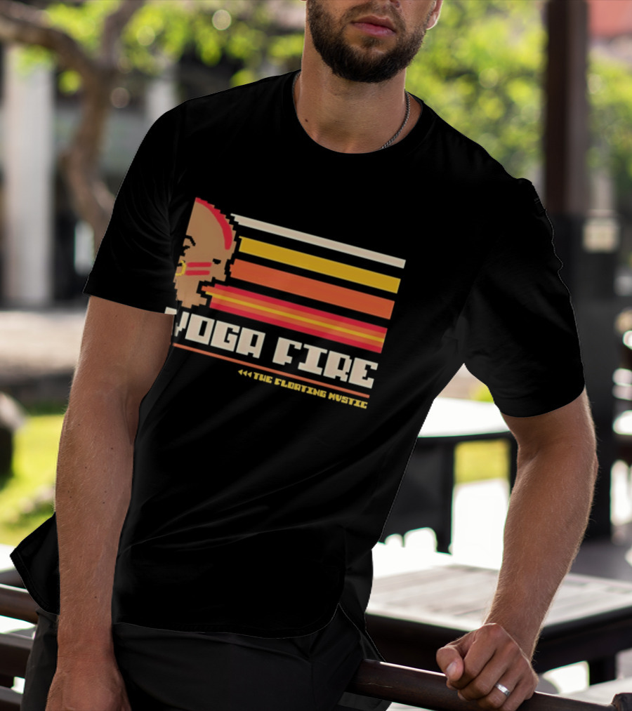 Yoga Fire The Floating Mystic Retro Pixel T-Shirt
