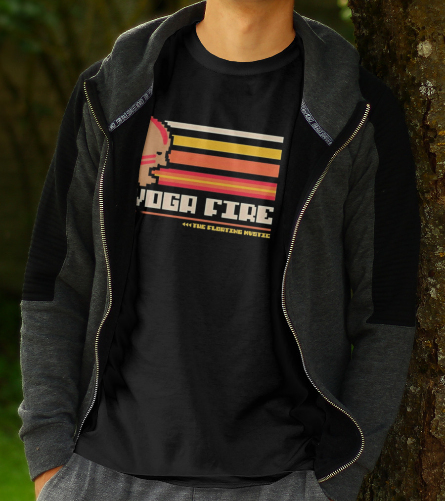 Yoga Fire The Floating Mystic Retro Pixel T-Shirt