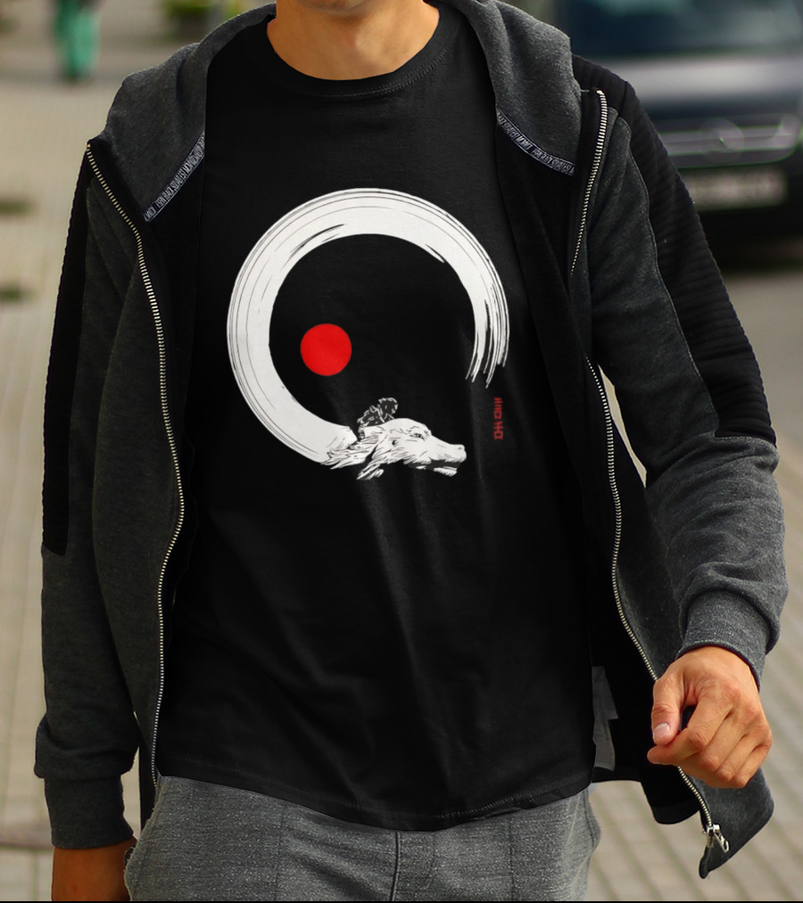 Never Ending Inks Atreyu Falkor The Neverending Story Japanese Enso Circle Red Dot T-Shirt