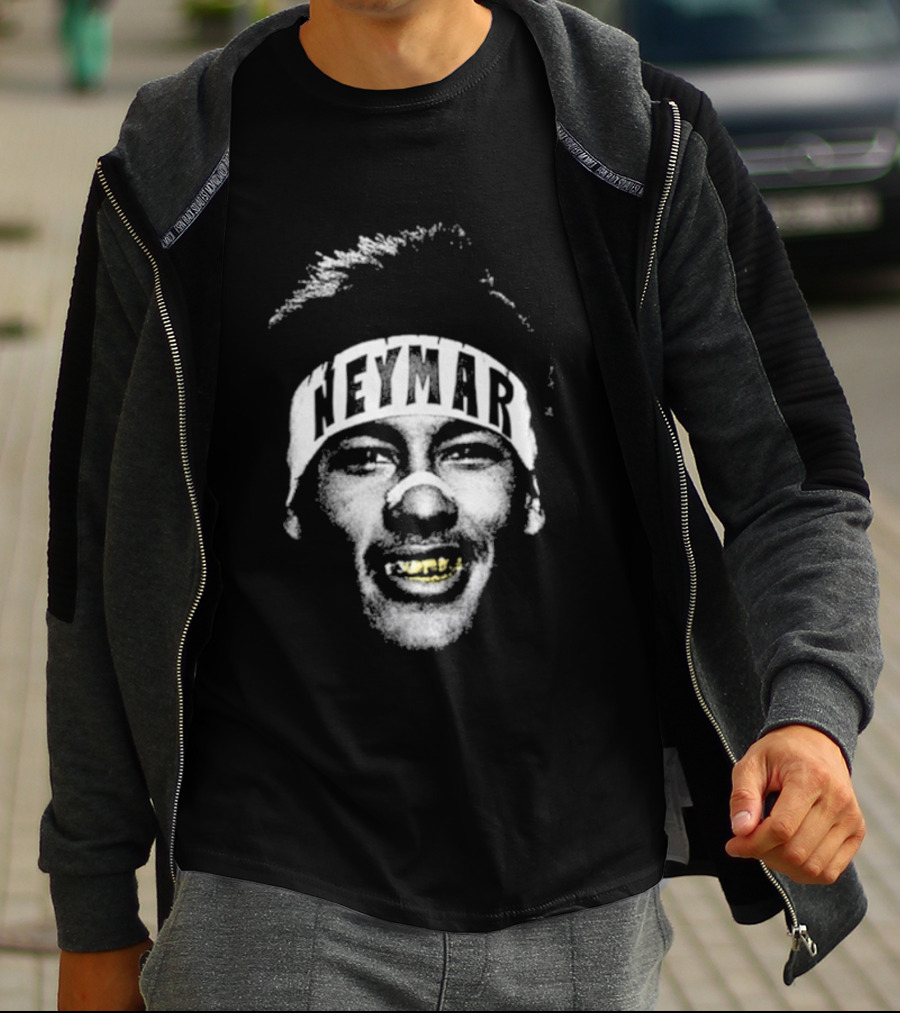 Neymar Headband Gold Grill Black And White T-Shirt