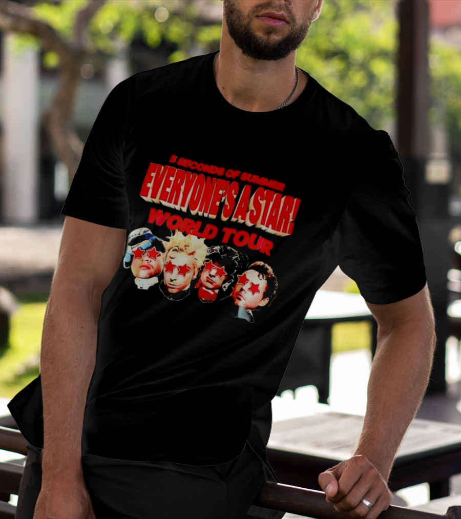 5 Seconds Of Summer Everyone's A Star World Tour Red Star Faces T-Shirt