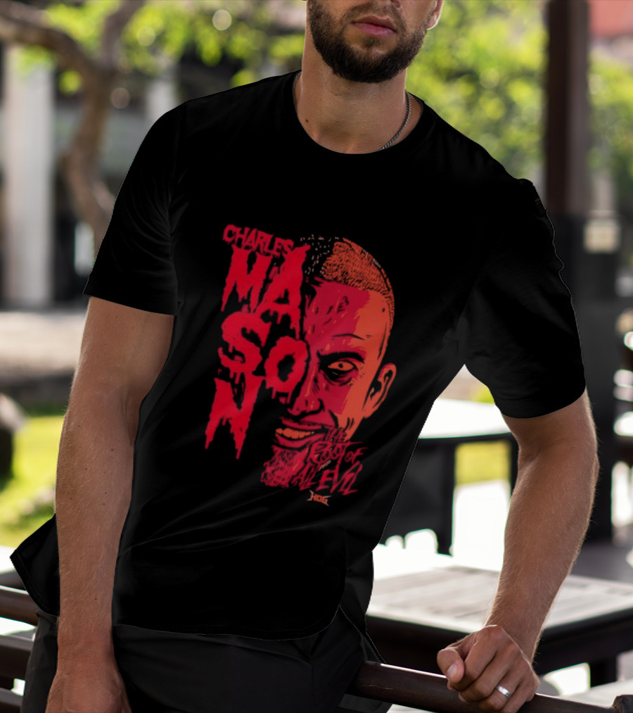 Charles Mason The Root Of All Evil Red Face T-Shirt