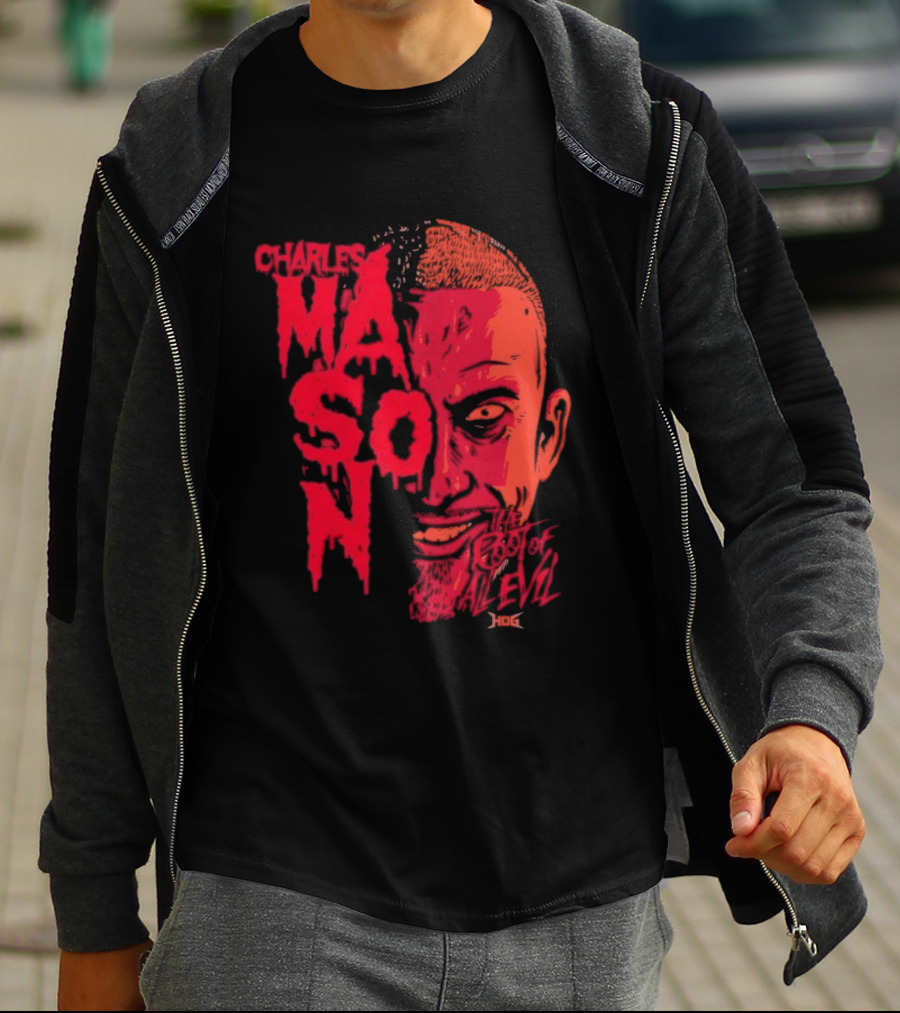 Charles Mason The Root Of All Evil Red Face T-Shirt