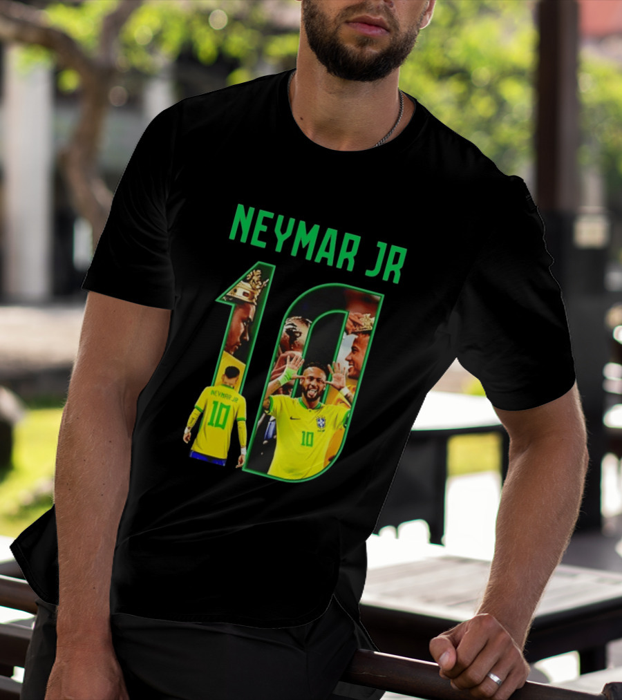 Neymar Jr 10 Brazil Soccer Iconic Celebration Images T-Shirt