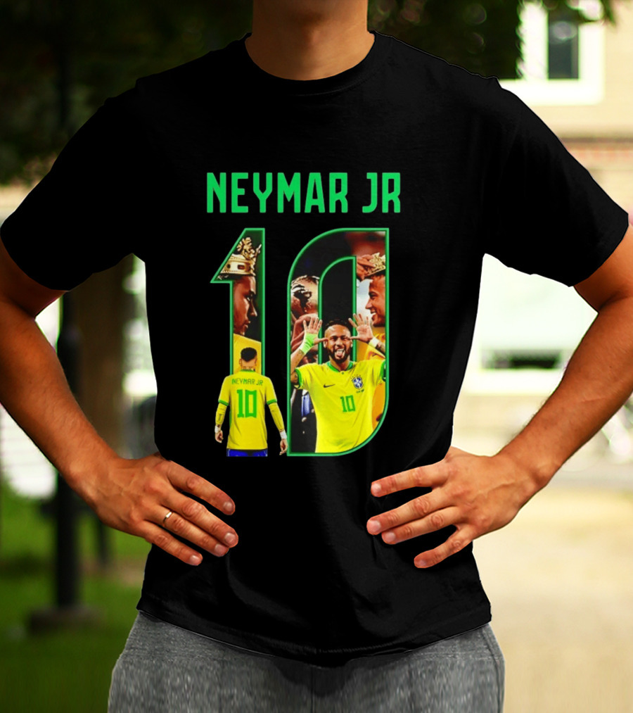 Neymar Jr 10 Brazil Soccer Iconic Celebration Images T-Shirt