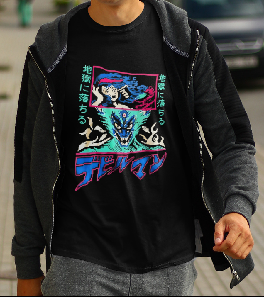 Devilman Go Nagai Pixel Art Retro Japanese T-Shirt