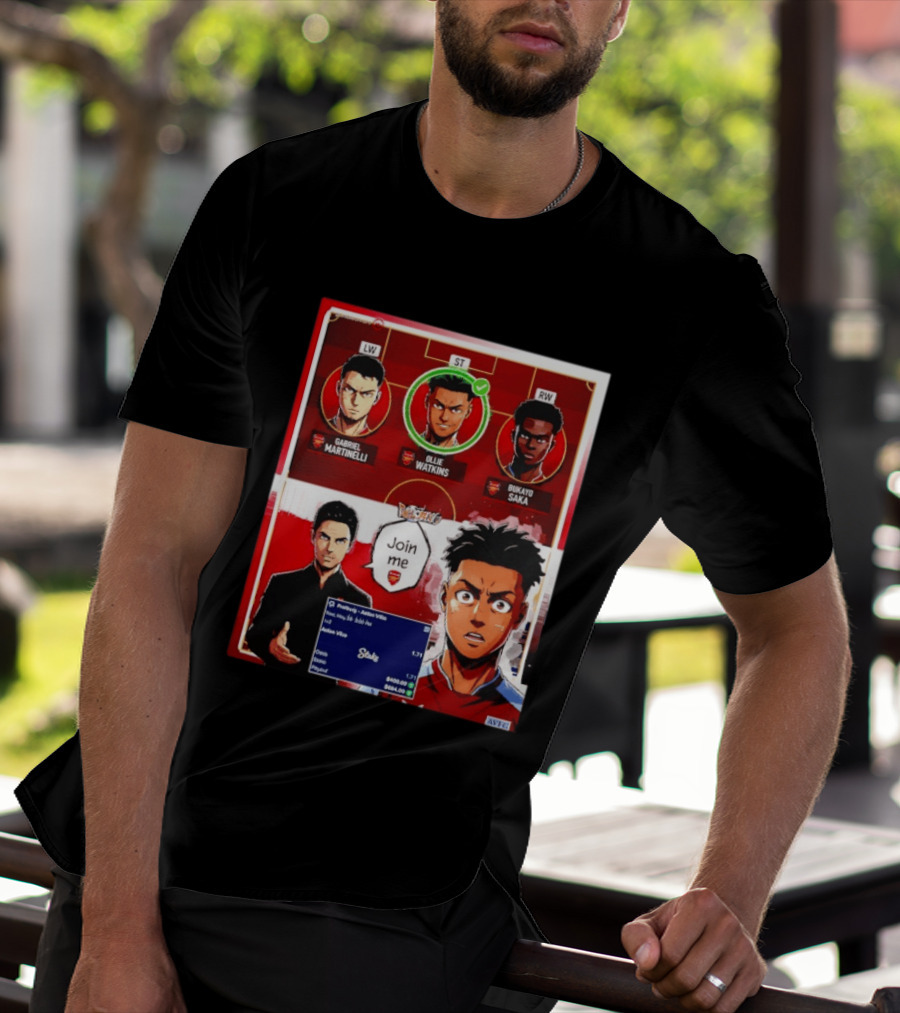 Gabriel Martinelli Ollie Watkins Bukayo Saka Join Me Arsenal Team Anime T-Shirt