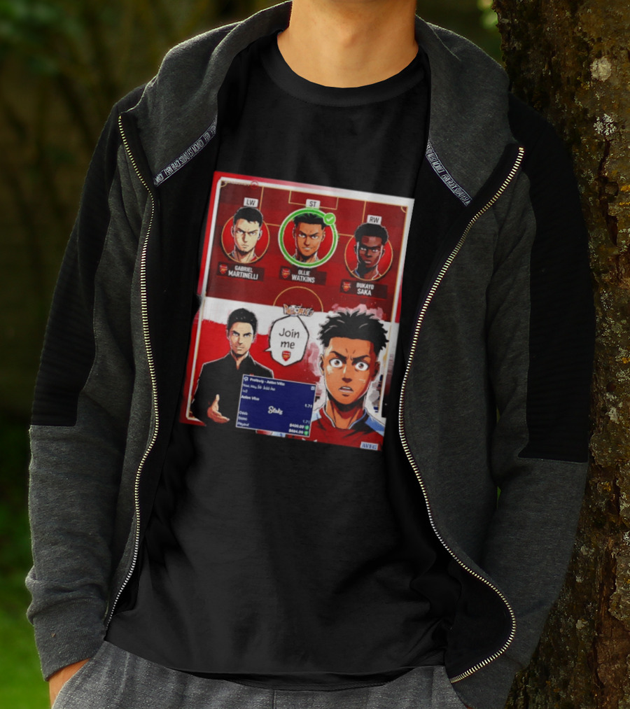 Gabriel Martinelli Ollie Watkins Bukayo Saka Join Me Arsenal Team Anime T-Shirt