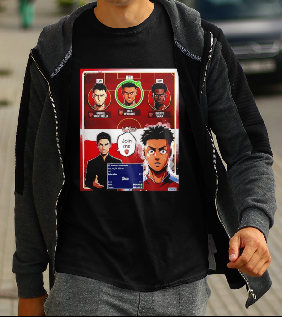 Gabriel Martinelli Ollie Watkins Bukayo Saka Join Me Arsenal Team Anime T-Shirt
