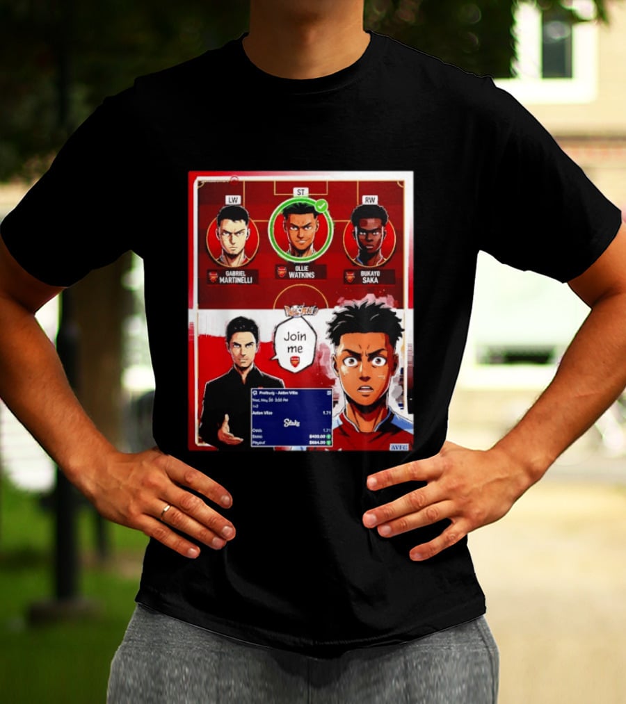 Gabriel Martinelli Ollie Watkins Bukayo Saka Join Me Arsenal Team Anime T-Shirt