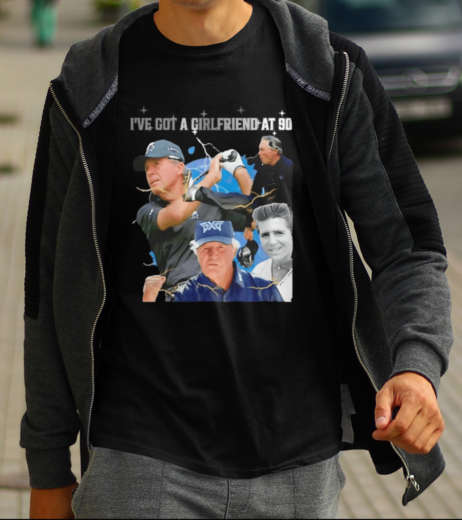 Gary Player I've Got A Girlfriend At 90 Golf Legend Photomontage T-Shirt