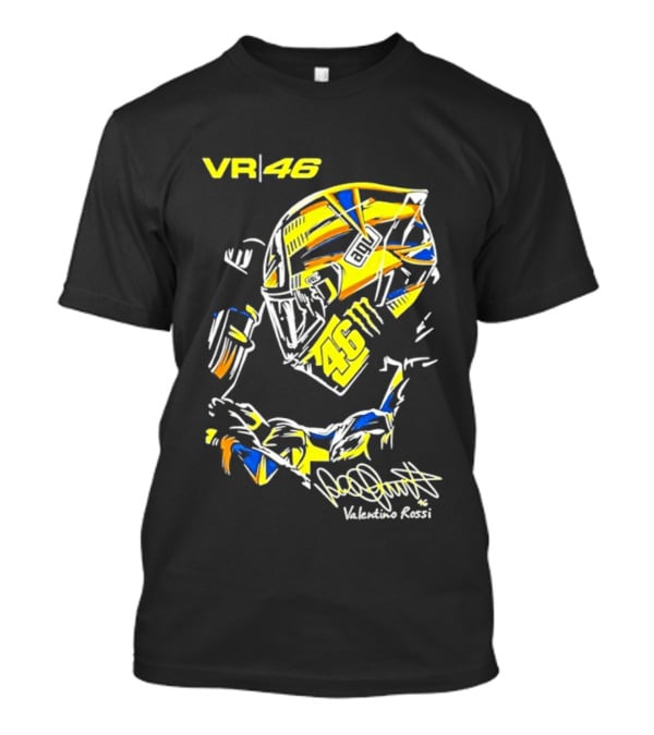 Valentino Rossi VR46 MotoGP Sun And Moon Racing Helmet Yellow Blue T-Shirt