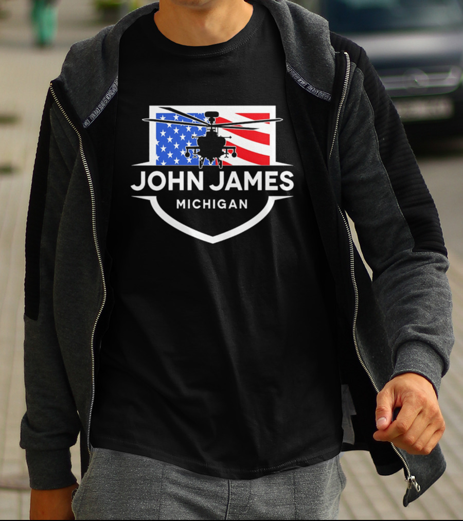 John James Michigan American Flag Helicopter T-Shirt
