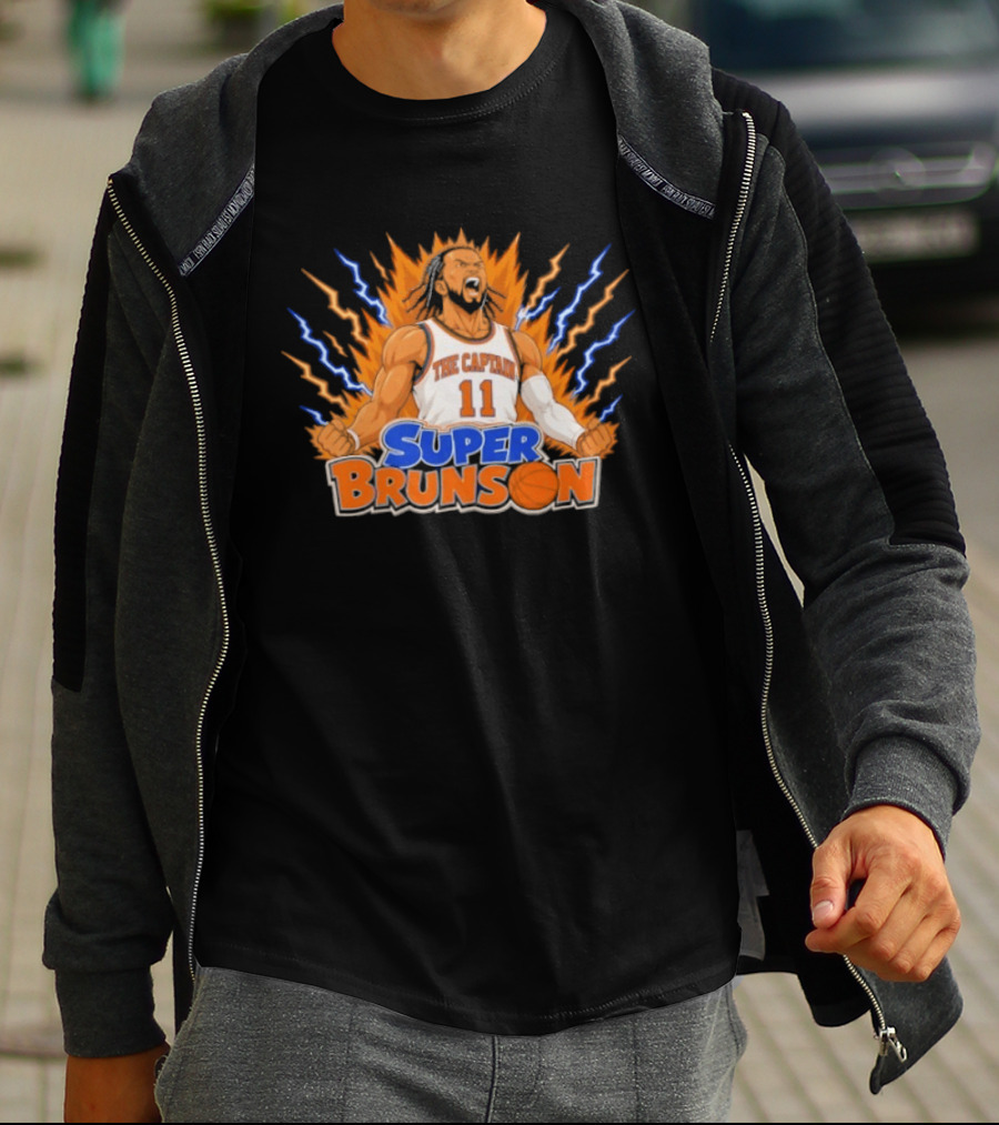 Super Brunson The Captain Jalen Brunson Dragon Ball Crossover Powered Up T-Shirt