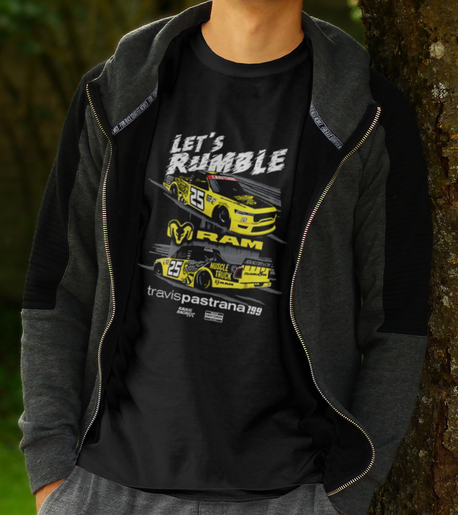 Let's Rumble Travis Pastrana Ram NASCAR Craftsman Truck Series 2 Sided T-Shirt