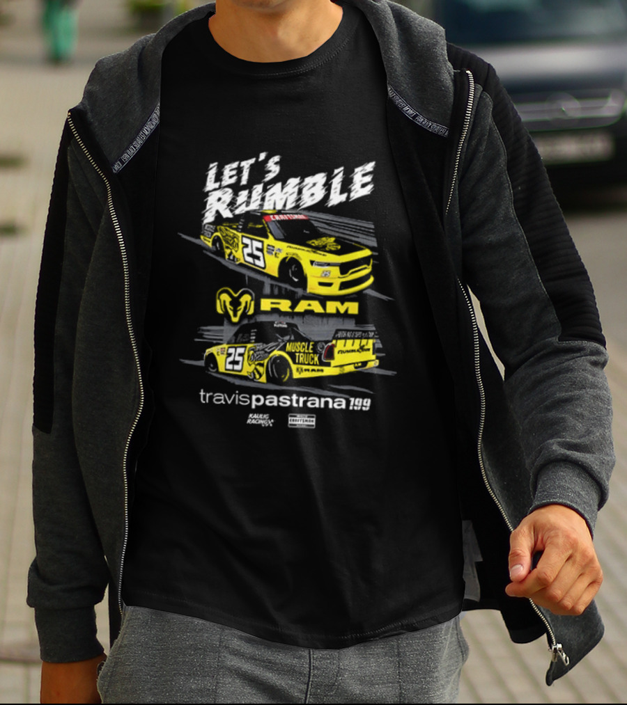 Let's Rumble Travis Pastrana Ram NASCAR Craftsman Truck Series 2 Sided T-Shirt