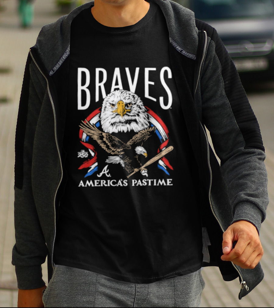 Braves Bald Eagle America's Pastime 250th Celebration T-Shirt