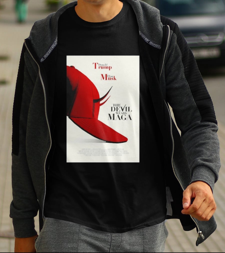 Donald Trump Elon Musk The Devil Wears MAGA Hat With Horns T-Shirt